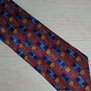 Ermenegildo Zegna Red and Blue Patterned *PRINT* Tie